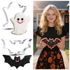 B0ffszv4lp Teenyyou 2pc 8 Inch Extra Large Halloween Cookie Cutters Giant Ghost And Bat