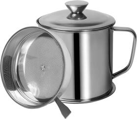 Jiyou10hu Tellshun Bacon Grease Container With Strainer 1.25l / 42oz Stainless Steel Cooking Oil Ke