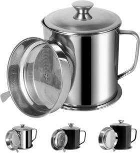 Ygub18se Tellshun Bacon Grease Container With Strainer 1.8 L / 60 Oz Strong Kitchen Catch