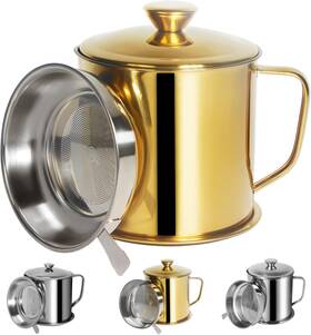 Ygub42jin Tellshun Bacon Grease Container With Strainer 1.25 L / 42 Oz 42oz Gold Ygub42jin Tellshun Bacon Grease Container With Strainer 1.25 L / 42 Oz 42oz Gold