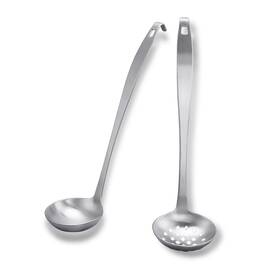 Y065-2p Tenta Kitchen Stainless Steel Soup Ladle Serving Scoop And Slotted Spoon Set Of 2 Wit