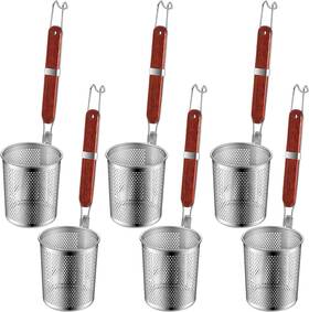 Ew-tessco-2036 Tessco 6 Pcs Pasta Cooker Stainless Steel Basket With Wood Handle Kitchen Mesh
