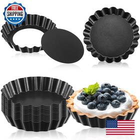 B0bmls9jpn Tessco For You 16 Pieces Mini Tart Pans Removable Bottom Nonstick Quiche Pie Bakeware Mo