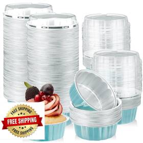 B0cf588qdz Tessco For You 100pk 8oz Disposable Aluminum Foil Ramekins With Lids - Creme Brulee