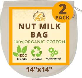 The Pardal Store 313020152193 2023 New - 2 Pcs 14 Inch X14 Nut Milk Bag 100% Organic Unbleached Cotton Cheeseclo
