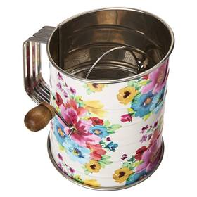 33554 The Pioneer Woman 3-cup Stainless Steel Crank Flour Sifter And Pastry Cutter Floral