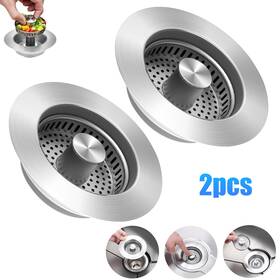 Thesiliconvalley 738944057179 5-in-1 Stainless Steel Kitchen Sink Strainer Pop-up Stopper Anti-clogging Filter