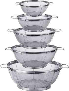 C122 Tiawudi 5 Pack 18/8 Stainless Steel Colander Sieves Multi Size Mesh Strainer Net With C122 Tiawudi 5 Pack 18/8 Stainless Steel Colander Sieves Multi Size Mesh Strainer Net With