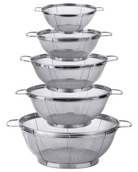 Kc122 Tiawudi 5 Pack 18/8 Stainless Steel Colander Sieves Multi Size Mesh Strainer Net Bas