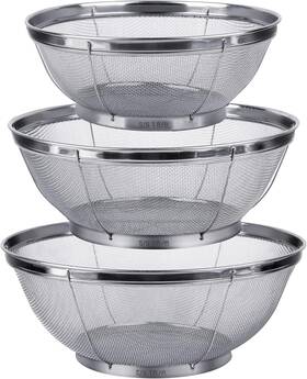 Kc145 Tiawudi 3 Pack Strainers For Kitchen 18/8 Stainless Steel Colander Fine Mesh Strainer