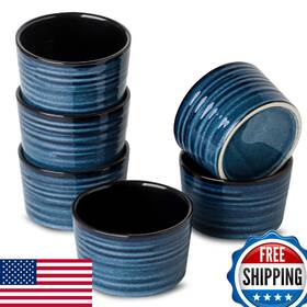 B0cpbsd577 Tikooere 8oz Ramekins Set Of 6 Ceramic Souffle Dishes Oven Safe Navy