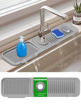 Tinlaviy 781509639860 Kitchen Sink Splash Guard 5 Slope Draining Mat For 24 Inch
