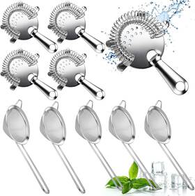 Yy275 Tinsky 10 Pack Stainless Steel Cocktail Strainer 5 Pcs Cone Shaped Small Fine Silver