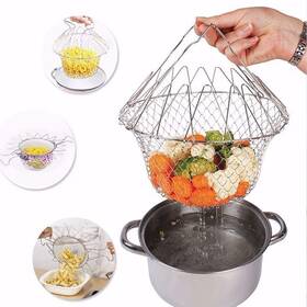 Tissting 550512985254 Mesh Colander Strainer Basket Stainless Steel Deep Fry Foldable Ba