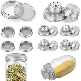Niy0z7jp Tolare Am555338 1 10 Pcs Mason Jar Lids Set - Regular Mouth And Wide Shaker Stainless
