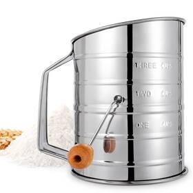 Mfsb-1 Toresano Flour Sifter 3 Cup For Baking Fine Mesh Rotary Hand Crank With