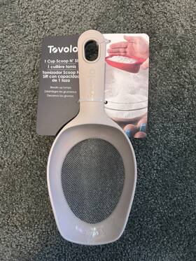 10008441 Tovolo 1 Cup Scoop Nft Sift Sifter Easy Clean Plastic Stainless Steel Beige