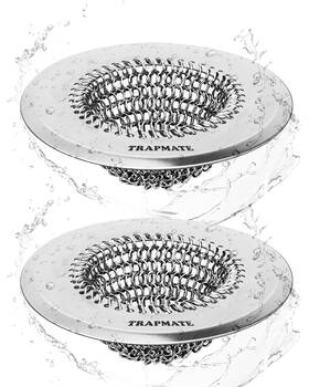 Xn002 Trapmate 2 Pcs Sink Strainer Flexible Chain Mesh Easy Clean Kitchen Drain A