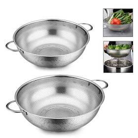 Tsyware 723168451674 Colander Set Of 2 Heavy Duty Stainless Steel Micro-perforated Strainer Mesh
