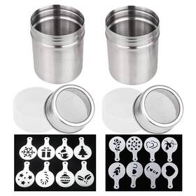 Tn-2shaker Tunan 2 Pcs 10oz Stainless Steel Powder Shakers Coffee Cocoa Cinnamon Dredges With Tn-2shaker Tunan 2 Pcs 10oz Stainless Steel Powder Shakers Coffee Cocoa Cinnamon Dredges With