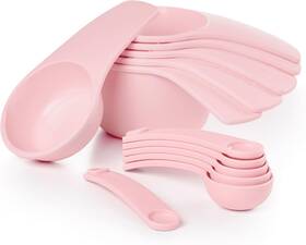 178852 Tupperware Measuring Mates Set Cups And Spoons 12 Piece Pink