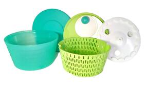 3776b-1 Tupperware 30923 Spin And Save Salad Spinner 4.5l Bowl 5 Pc Set #s 3779 3776b-1 Tupperware 30923 Spin And Save Salad Spinner 4.5l Bowl 5 Pc Set #s 3779