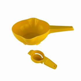 1200-4 Tupperware 779-11 Yellow Egg Separator And Small Colander Strainer 1200-4 Tupperware 779-11 Yellow Egg Separator And Small Colander Strainer