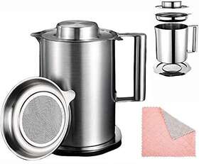 Txcaot 048518505396 Stainless Steel Grease Strainer And Container For Kitchen With Fine Mesh Stra