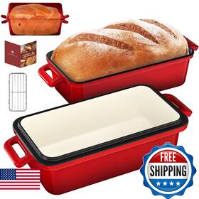 B0fdwg9ztr Tydanix 9x5 Enameled Cast Iron Loaf Pan With Lid Bread For Sourdough Cake