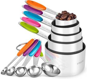 Mc003-10-mul U-taste Measuring Cups And Spoons Set 18/8 Stainless Steel 10 Multicolors