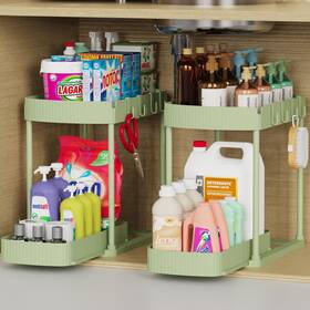 Ukeetap 602835559335 2 Pack Multi-purpose Pull-out Storage Organizers 12.8 Inch Green