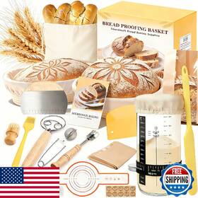 B0fqv6g5jb Umite Chef Sourdough Starter Kit - Round And Oval Banneton Baskets Jar Scraper Lame