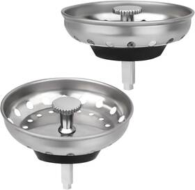 Uni-moulding Inc 313030664624 2 Pack Kitchen Sink Strainer Stopper Combo 3.5 Inch Stainless Steel Basket