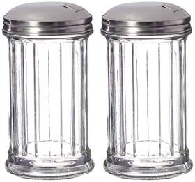Update International 850584005041 Style Sugar Dispenser/pourer/shaker Glass Jar Stainless Steel Pour-flap Lid