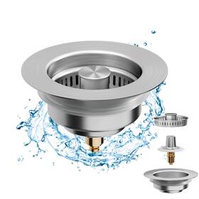 Upzigs 667763800867 Upgraded 3 In 1 Kitchen Sink Drain Strainer And Stopper 304 Stainless Steel A