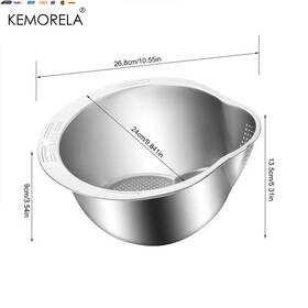 Ys-9481 Usa-viralfinds Rice Washer Strainer Bowl Stainless Steel 304 Washing Sieve Colan