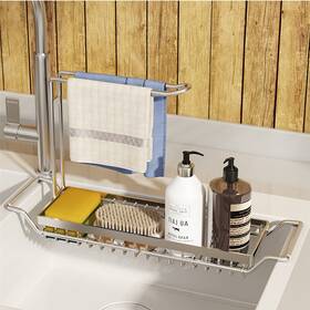 Usdgtkn 756166758063 Sponge Holder For Kitchen Sink Caddy Storage Telescopic Stainless Steel