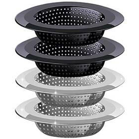 V-top 749877872760 Kitchen Sink Drain Strainer 4 Pack Stainless Steel And Black Mesh Strai