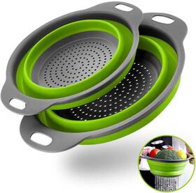 Varato Design 655457989967 Collapsible Colander Set Of 2 Round Silicone Kitchen Sink Strainer And Fruit