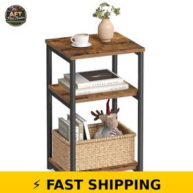 Vasagle 194343009452 Barnet 3-tier Side Table In Rustic Brown And Ink Black