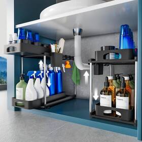 Vf-po01-bk Verifost 2 Pack Under Sink Organizer Tier Organizers And Storage Black