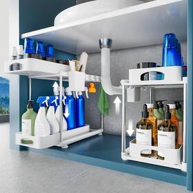 Vf-po01-wh Verifost 2 Pack Under Sink Organizers And Storage Double Sliding Kitchen White