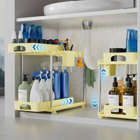 Vf-po01-yw Verifost 2 Pack Under Sink Organizers And Storage Height Adjustable Bathroom Yellow