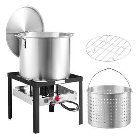 Vevor 197988647614 80 Quart Seafood Boiling Kit With Strainer Outdoor Boil Pot And Basket Co