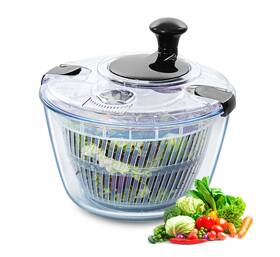 Blkslxzqgpgbjt2tk Vevor Glass Salad Spinner 4.75qt One-handed Easy Press Large Vegetable Dryer Washer