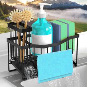 Vilcen-u2x Vilcen Sponge Holder For Kitchen Sink With Auto Draining Tray Caddy Org