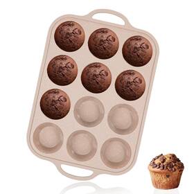 B0fj1llvrd Vinino Silicone Muffin Pan 12-cup Nonstick With Metal Reinforced Frame Bpa-free