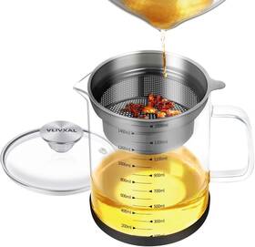 Fs-50 Vlivxal Fat Separator Glass With Strainer For Used Cooking Oil Filter Pot