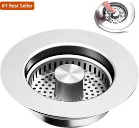 Voze 744110313758 3-in-1 Kitchen Sink Drain Strainer And Stopper With Basket Stainless Steel