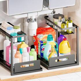 Vs719-bk Vusign Under Sink Organizers Storage 2 Tier Cabinet Pack Black